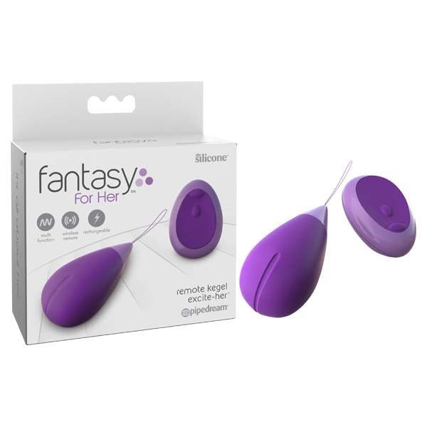 Fantasy For Her Remote Kegel Excite - Her - Purple USB Rechargeable Vibrating Kegel Trainer with Wireless Remote - silkandsin