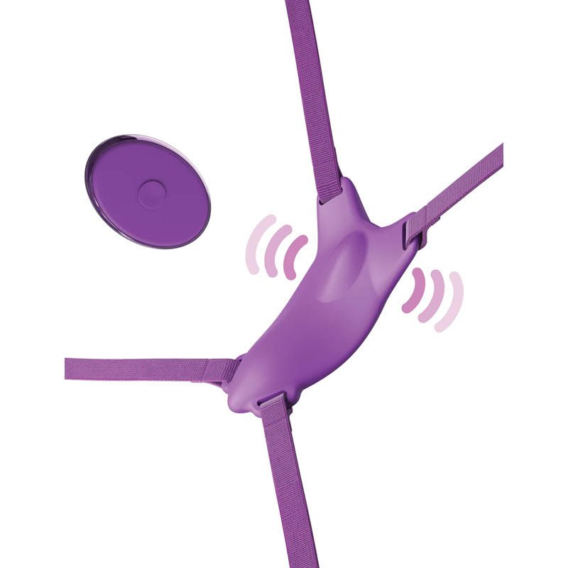 Fantasy For Her Ultimate Butterfly Strap - On - Purple USB Rechargeable Strap - On Stimulator - silkandsin