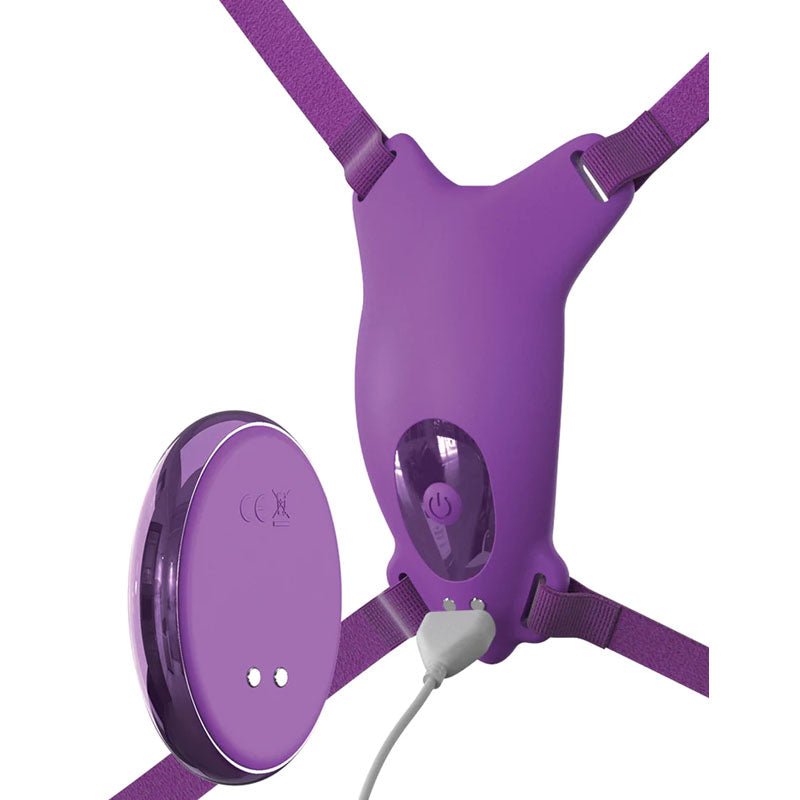 Fantasy For Her Ultimate Butterfly Strap - On - Purple USB Rechargeable Strap - On Stimulator - silkandsin
