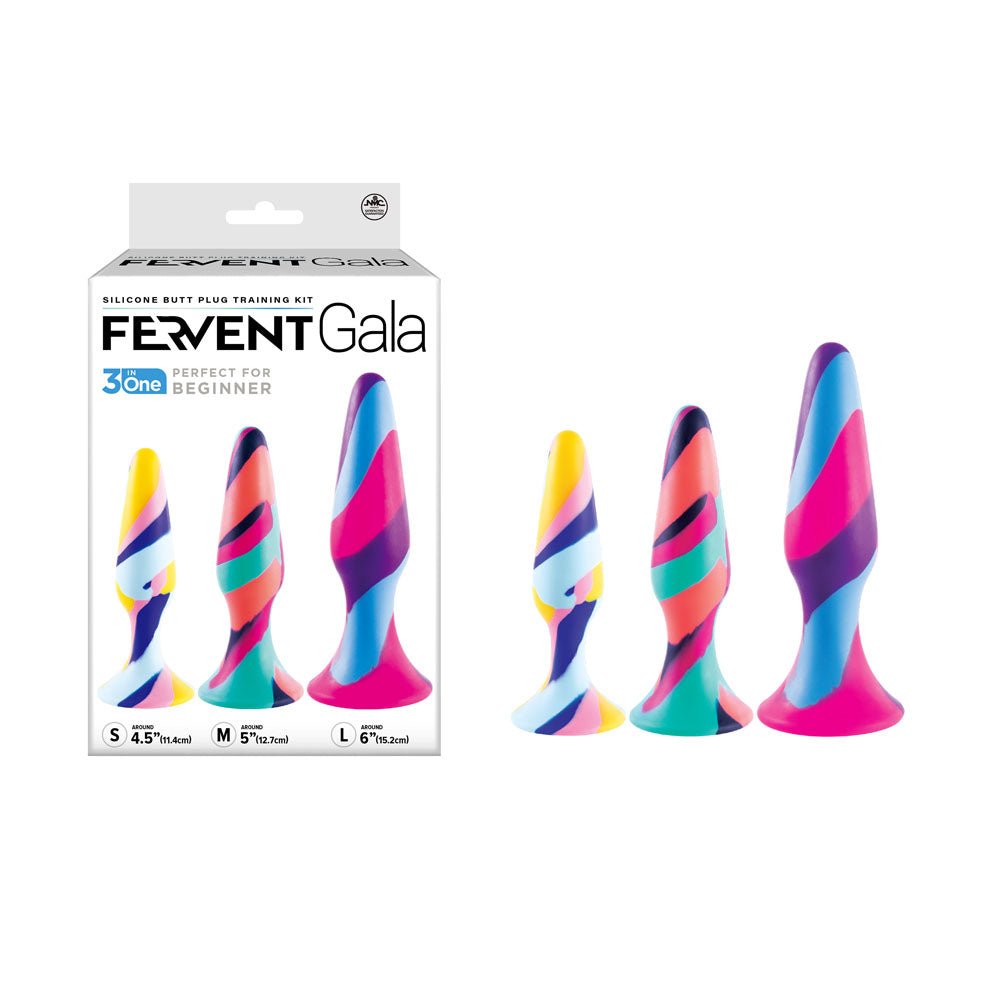 Fervent Gala Anal Training Kit - Multicoloured Butt Plugs - Set of 3 Sizes - Silk and Sin