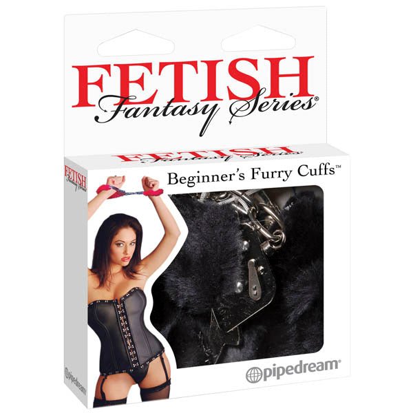 Fetish Fantasy Series Beginner's Furry Cuffs - Black Fluffy Cuffs - silkandsin