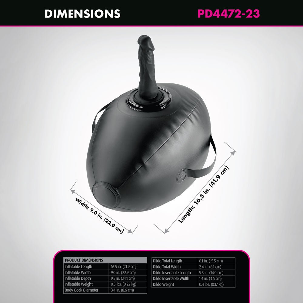 Fetish Fantasy Series Body Dock Inflatable Love Ball - Black Inflatable Cushion with Black 15.2 cm Dildo - silkandsin