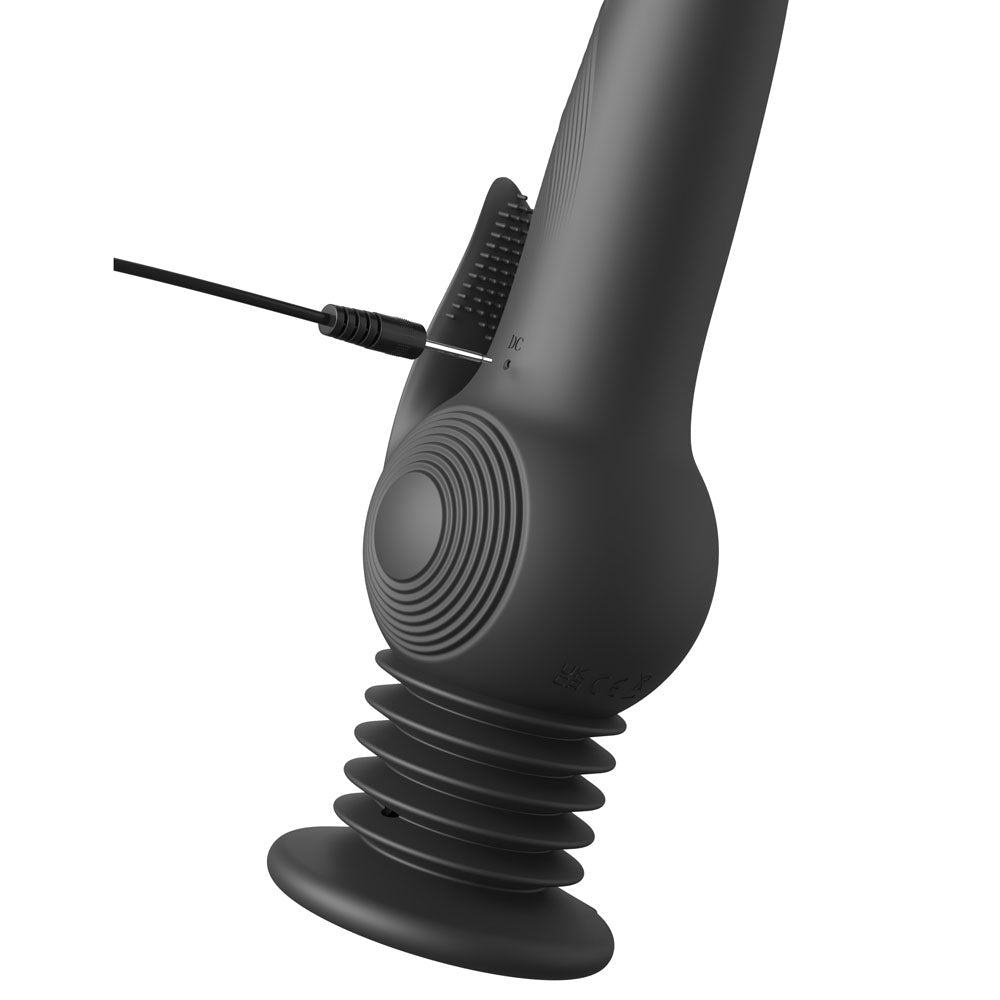 Fetish Fantasy Series Pogo Thruster - Black USB Rechargeable 23.5 cm Gyrating Rabbit Vibrator - silkandsin