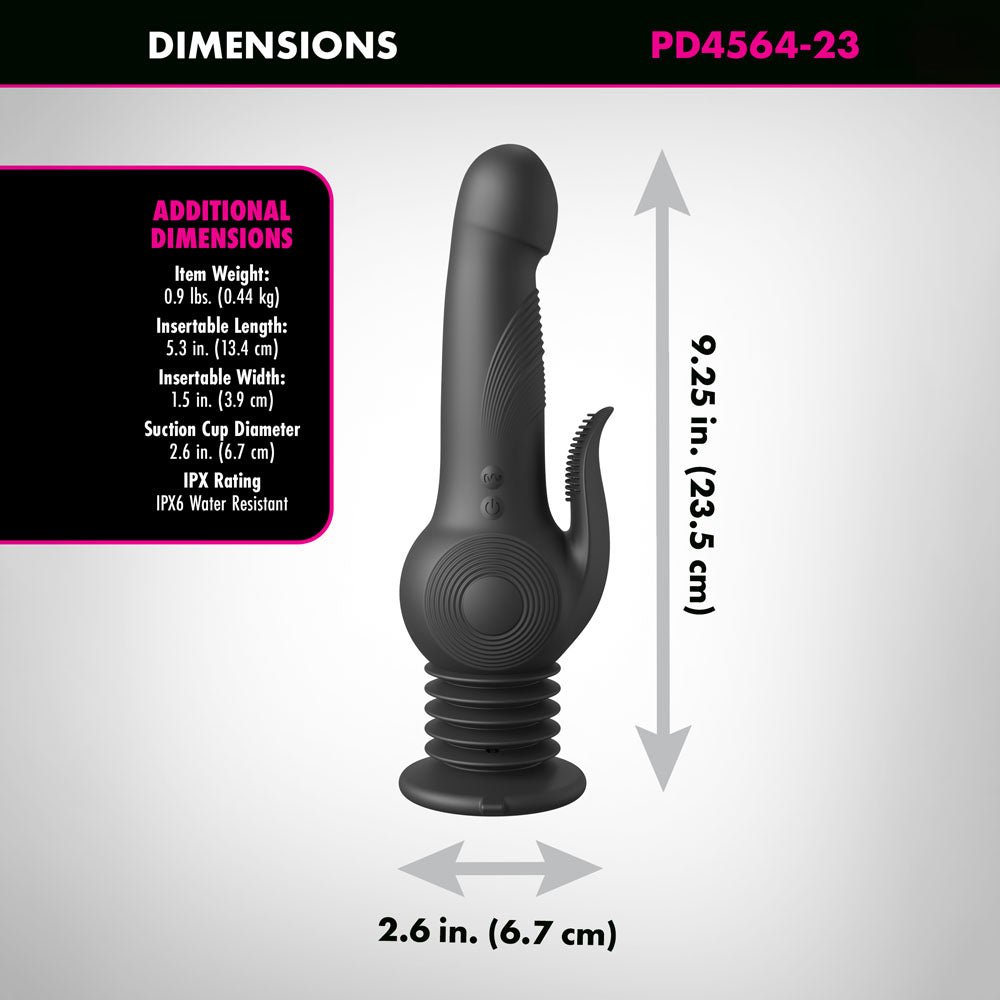 Fetish Fantasy Series Pogo Thruster - Black USB Rechargeable 23.5 cm Gyrating Rabbit Vibrator - silkandsin