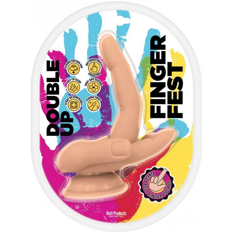 Finger Fest Dildo Double Up Flesh - Silk and Sin