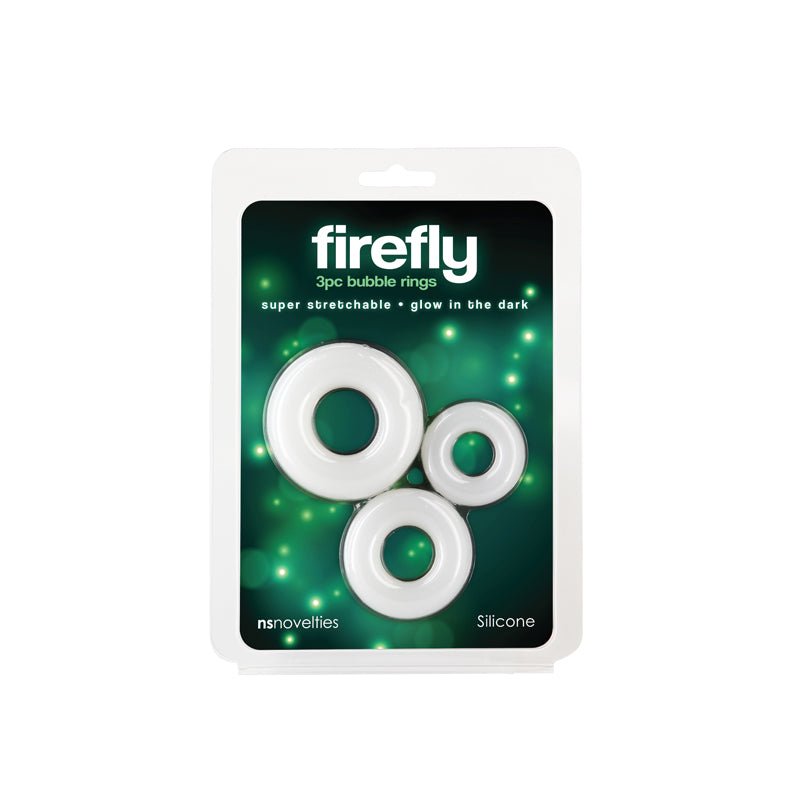 Firefly - 3pc Bubble Rings - White - Glow in Dark Cock Rings - Set of 3 Sizes - Silk and Sin