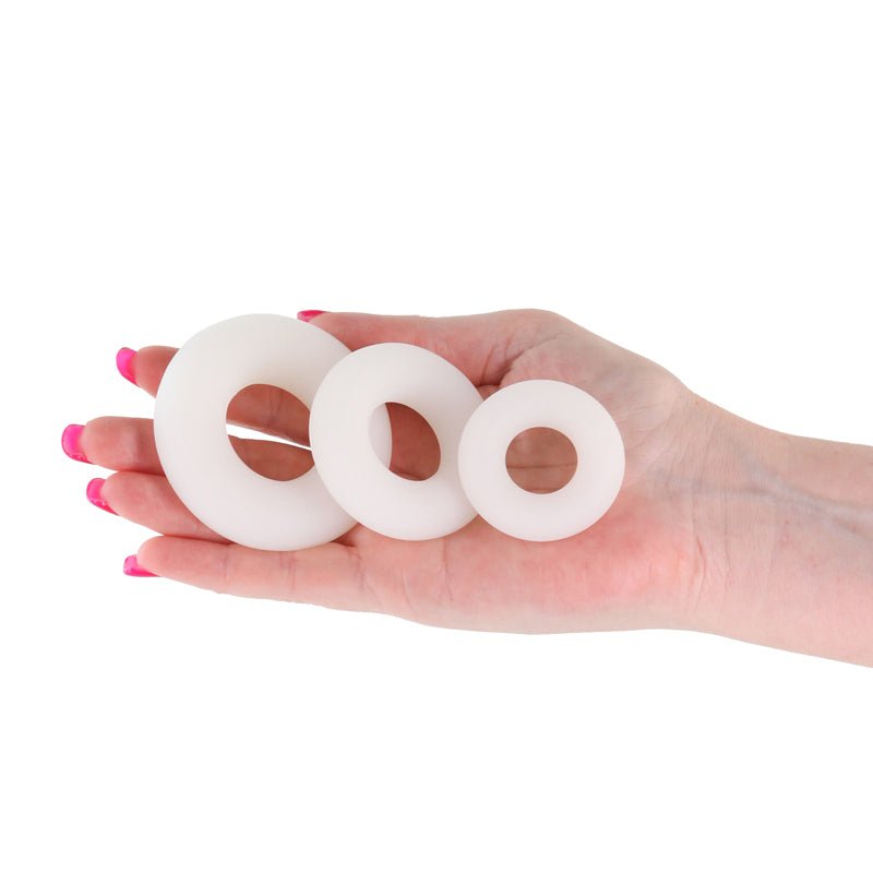 Firefly - 3pc Bubble Rings - White - Glow in Dark Cock Rings - Set of 3 Sizes - Silk and Sin