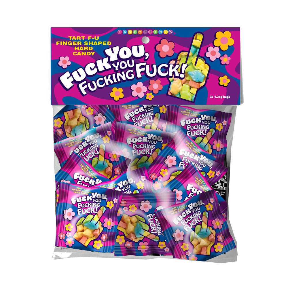 F**K YOU, YOU F**KING F**K! - Bag of 25 - Middle Finger Lollies - Bulk Bag of 25 Party Packs - silkandsin