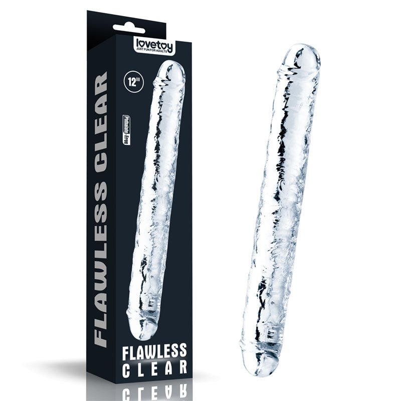 Flawless Clear Double Dildo 12'' - Clear 30 cm Double Dong - Silk and Sin