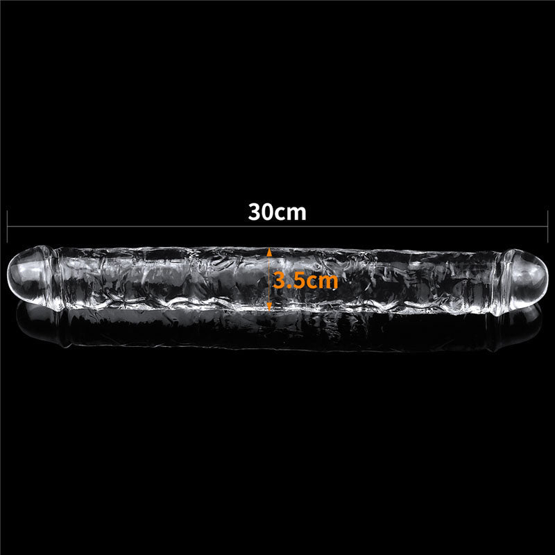 Flawless Clear Double Dildo 12'' - Clear 30 cm Double Dong - Silk and Sin