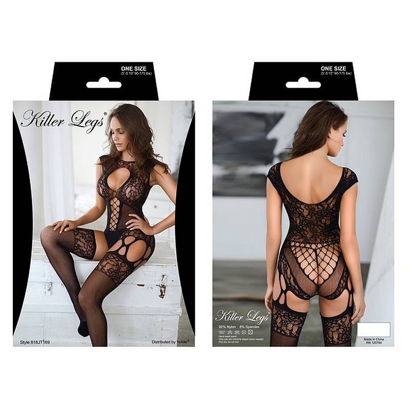 Floral Lace Lavender and White Mini Dress with Thong - Silk and Sin