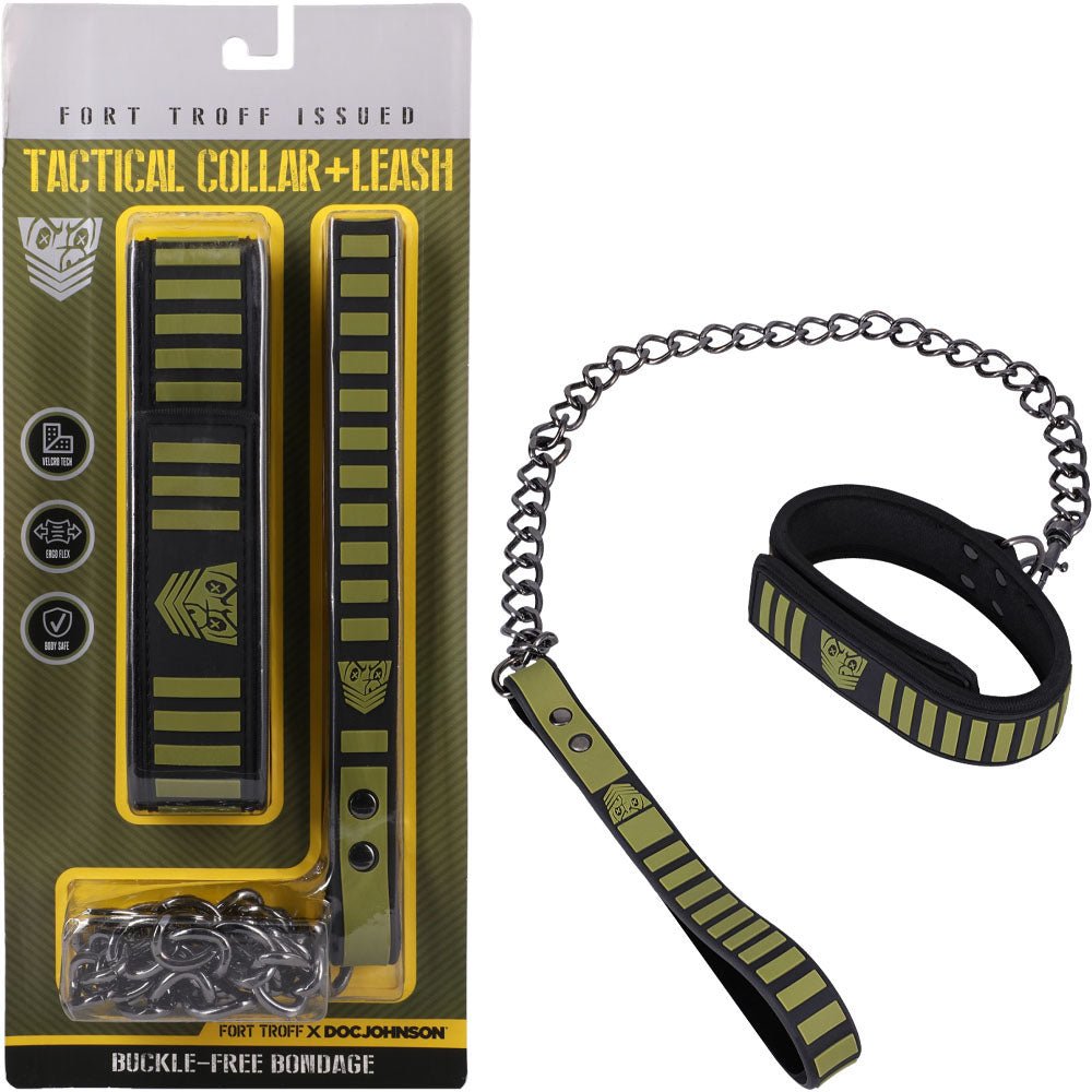 Fort Troff - Tactical Collar & Leash - Black/Green Restraint - Silk and Sin