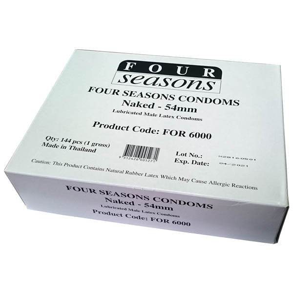 Four Seasons Naked Classic Condoms - Bulk Box of 144 - Silk and Sin