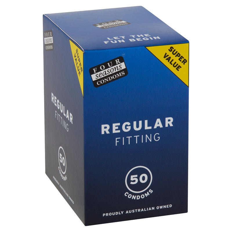 Four Seasons Regular Condoms - Regular Fit Lubricated Condoms - 50 Pack - Silk and Sin