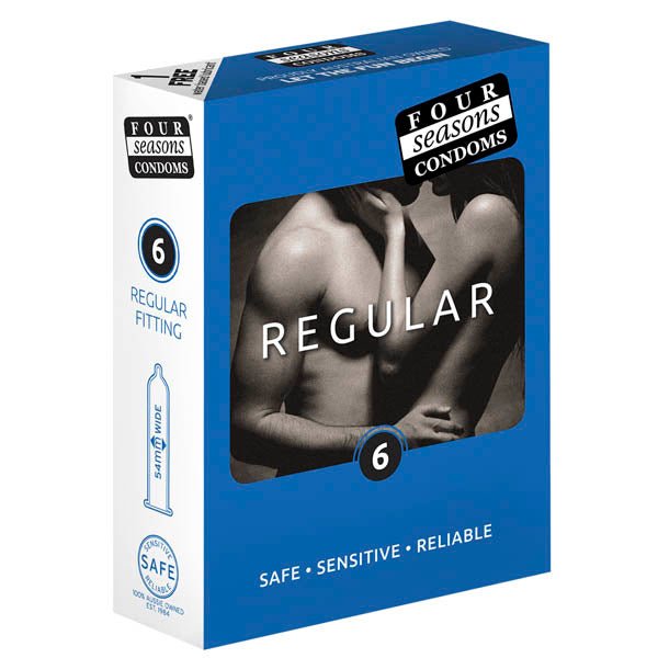 Four Seasons Regular Condoms - Regular Fit Lubricated Condoms - 6 Pack - Silk and Sin