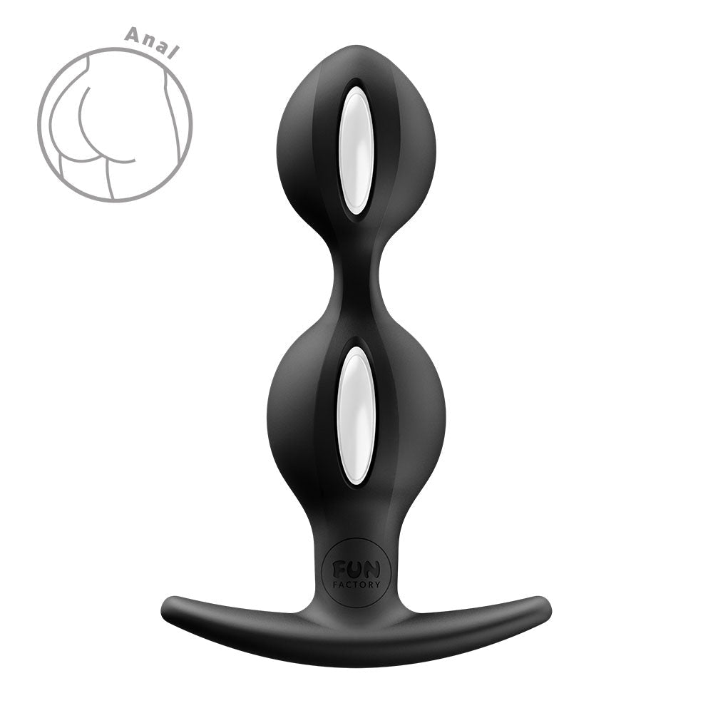 Fun Factory B BALLS DUO Black - Black 13 cm Weighted Kegel Balls - Silk and Sin