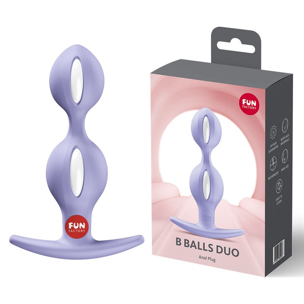 Fun Factory B BALLS DUO Purple - Purple 13 cm Weighted Kegel Balls - Silk and Sin
