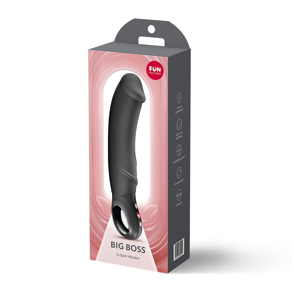 Fun Factory BIG BOSS Black - Black 22.9 cm USB-C Rechargeable Vibrator - Silk and Sin