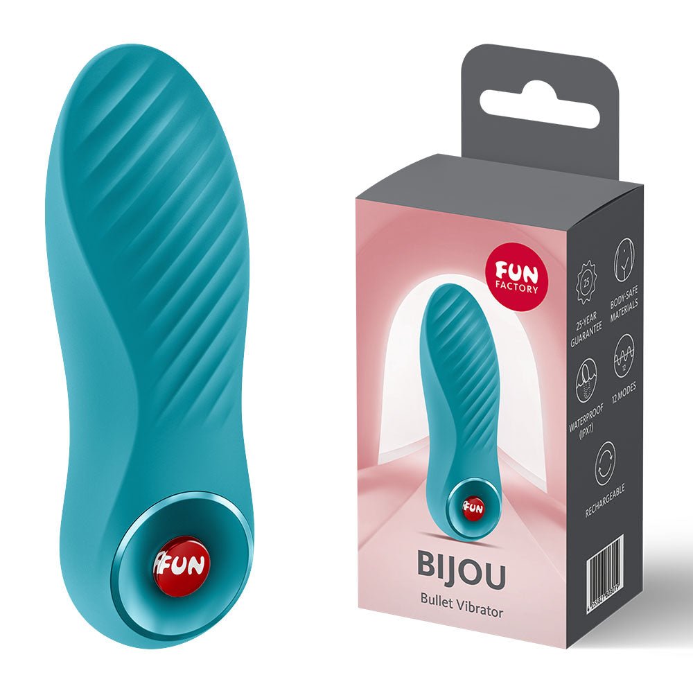 Fun Factory BIJOU Aquamarine - Aquamarine USB-C Rechargeable Stimulator - Silk and Sin