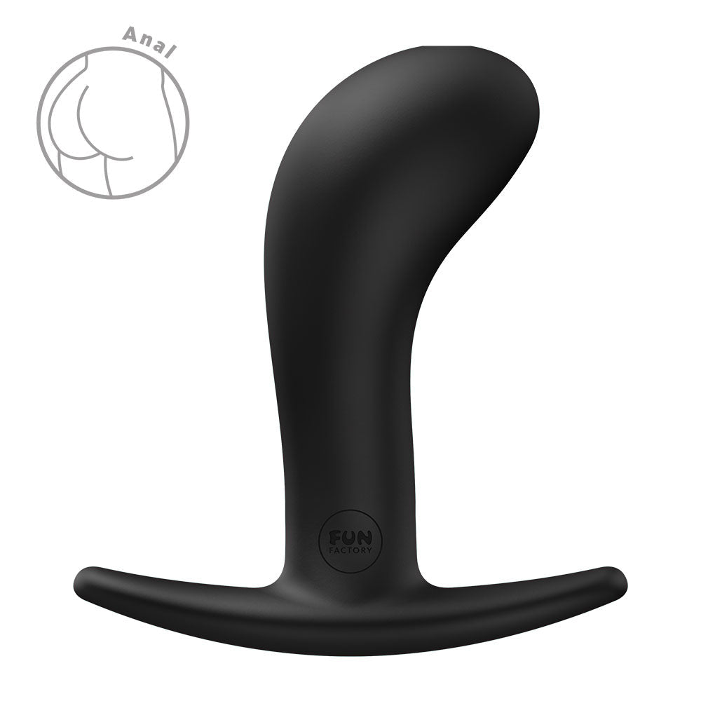 Fun Factory BOOTIE L Black - Black 10.9 cm Large Anal Plug - Silk and Sin