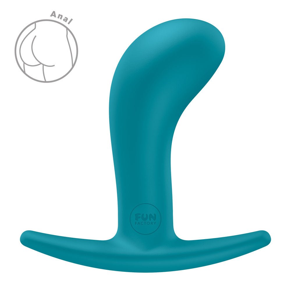 Fun Factory BOOTIE M Aquamarine - Aquamarine 9.4 cm Medium Butt Plug - Silk and Sin