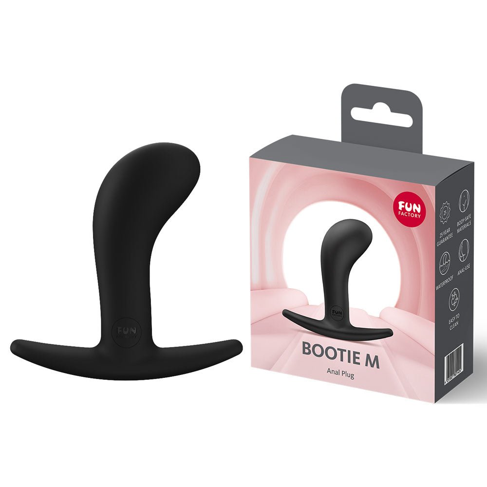 Fun Factory BOOTIE M Black - Black 9.4 cm Medium Butt Plug - Silk and Sin