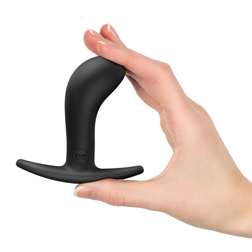 Fun Factory BOOTIE M Black - Black 9.4 cm Medium Butt Plug - Silk and Sin