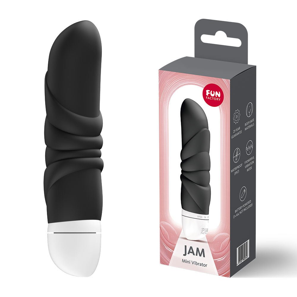 Fun Factory JAM Black - Black 12.2 cm Vibrator - Silk and Sin