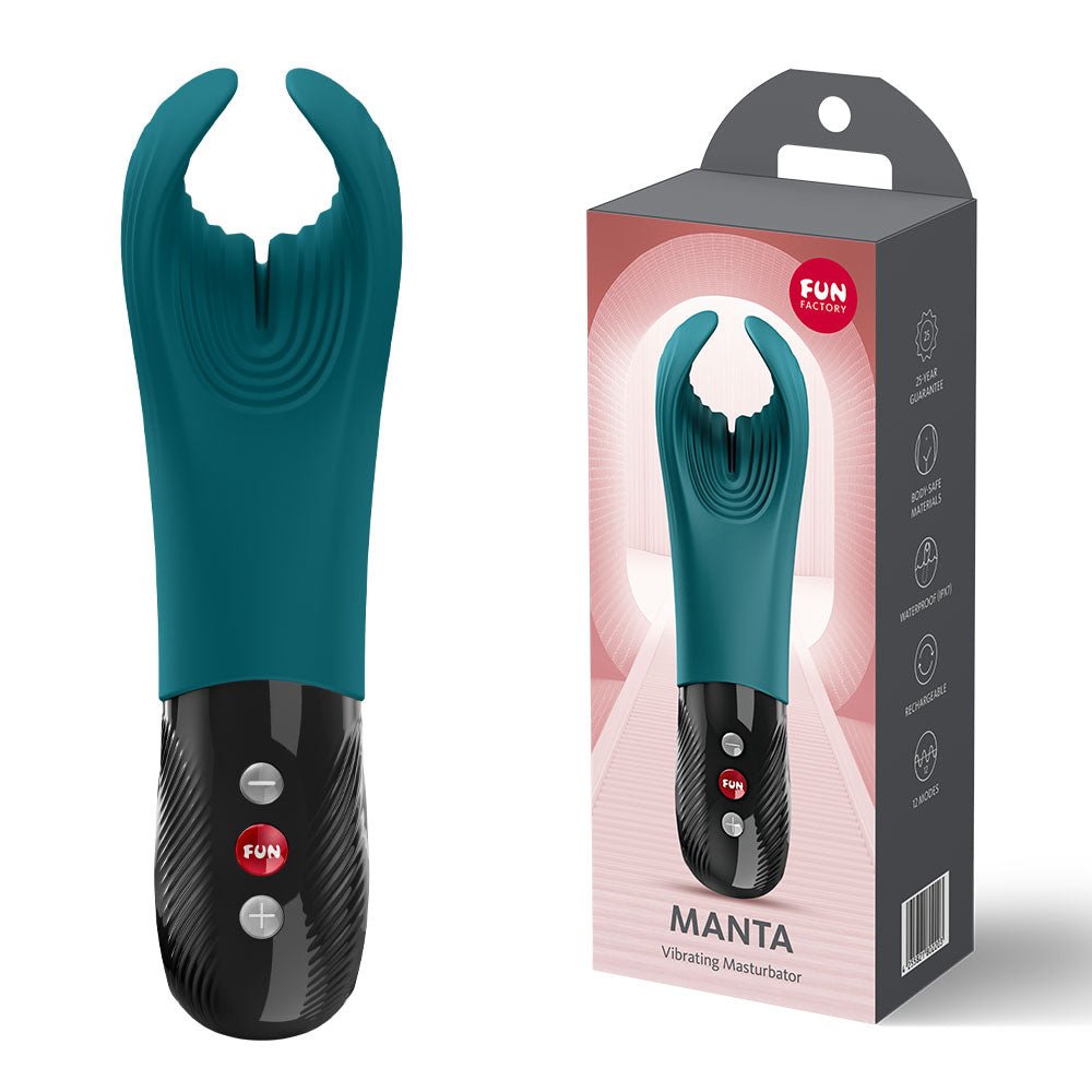 Fun Factory MANTA Bottle Green - Bottle Green USB-C Rechargeable Unisex Vibrator - Silk and Sin