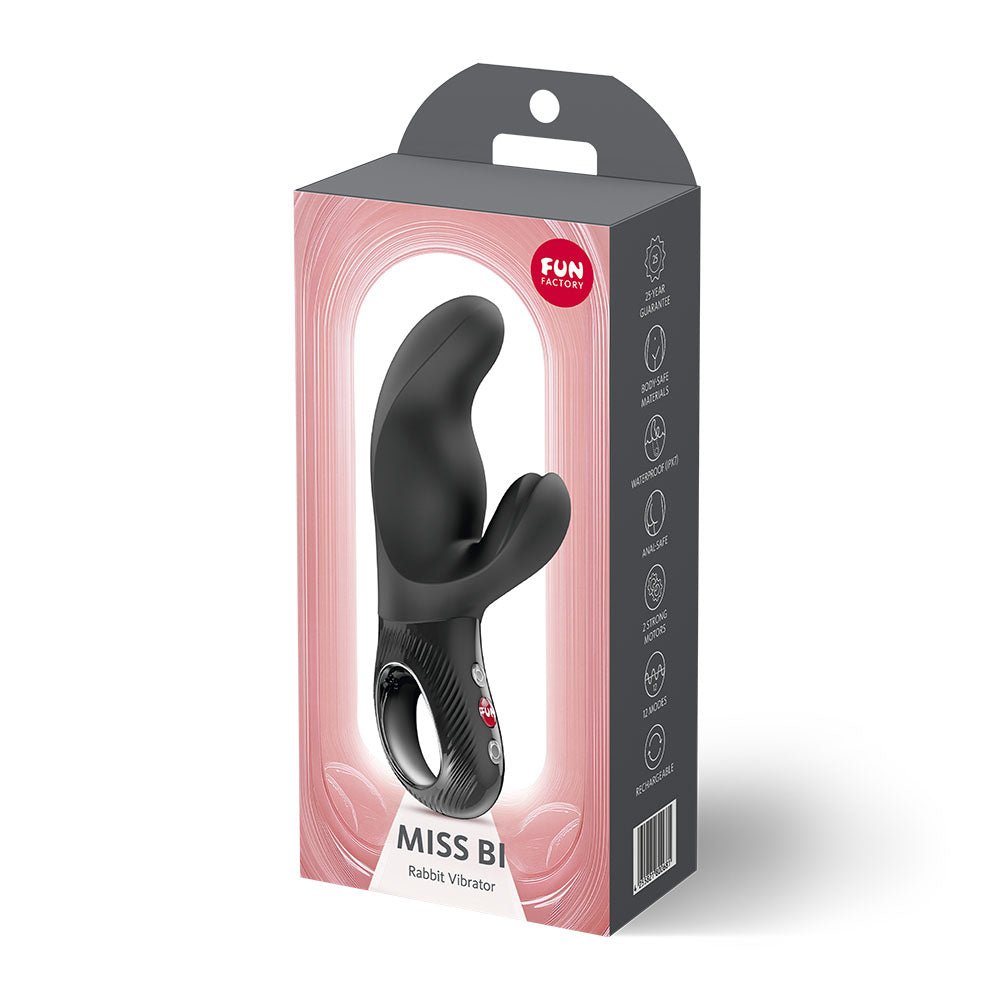 Fun Factory MISS BI Black - Black 17 cm USB-C Rechargeable Vibrator - Silk and Sin