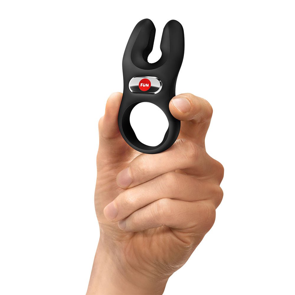 Fun Factory NOS PRO Black - Black USB-C Rechargeable Vibrating Cock Ring - Silk and Sin