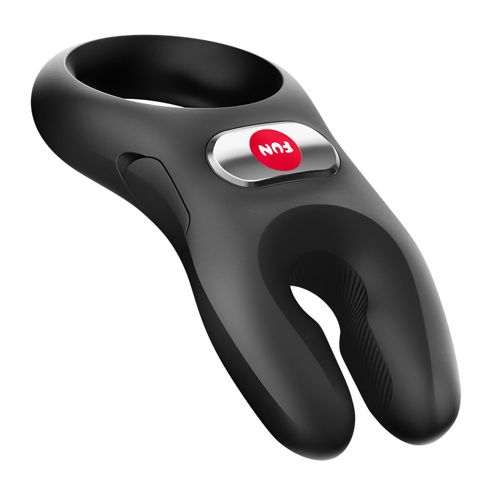 Fun Factory NOS PRO Black - Black USB-C Rechargeable Vibrating Cock Ring - Silk and Sin