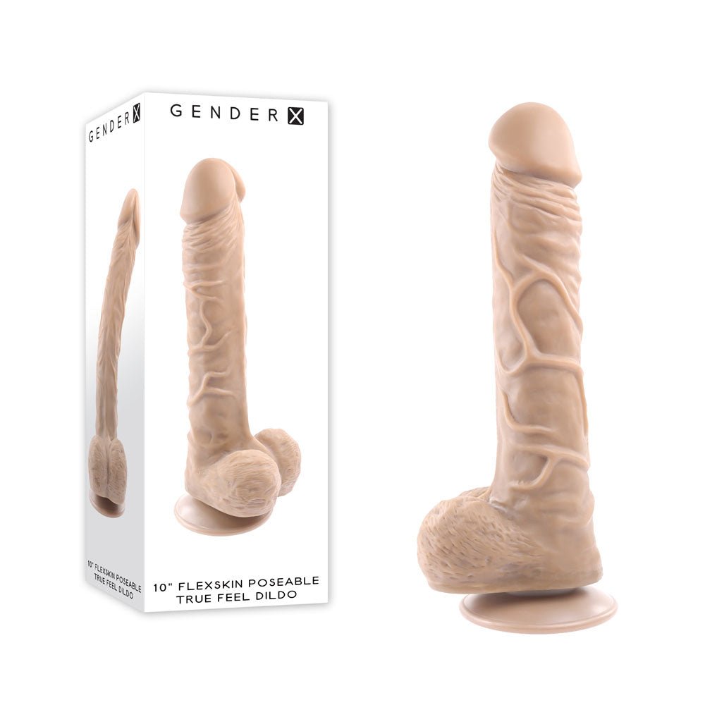 Gender X 10'' FLEXSKIN POSEABLE TRUE FEEL - Light - Flesh 29.2 cm Poseable Dong - Silk and Sin