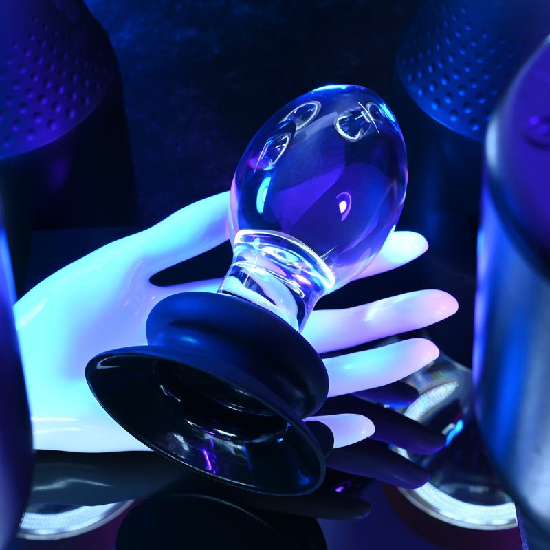 Gender X Crystal Ball - Clear Glass 13.6 cm Butt Plug with Suction Base - Silk and Sin
