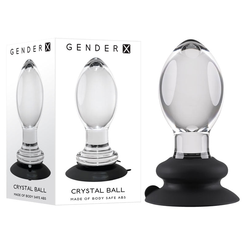 Gender X Crystal Ball - Clear Glass 13.6 cm Butt Plug with Suction Base - Silk and Sin