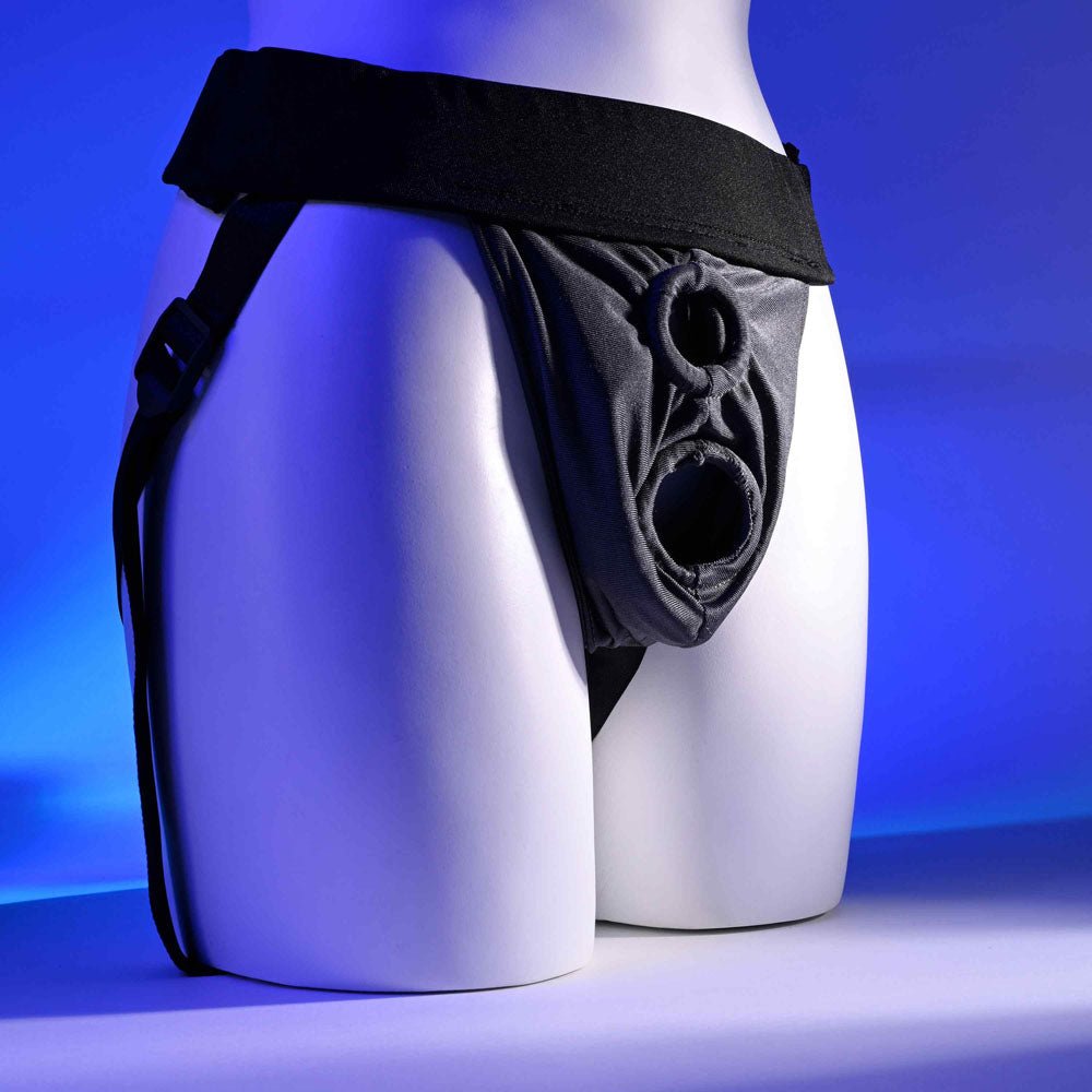 Gender X DOUBLE RIDER - Black Adjustable Strap-On Harness (No Probe Included) - Silk and Sin
