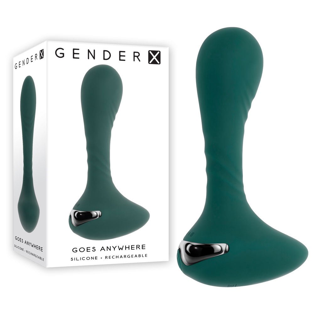 Gender X GOES ANYWHERE - Green 12.4 cm USB Rechargeable Vibrator - Silk and Sin