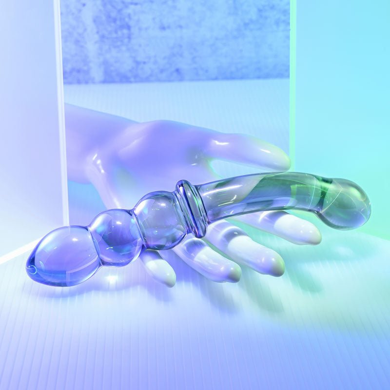Gender X LUSTROUS GALAXY WAND - Blue/Violet Glass 18.5 cm Double Ended Massager - silkandsin