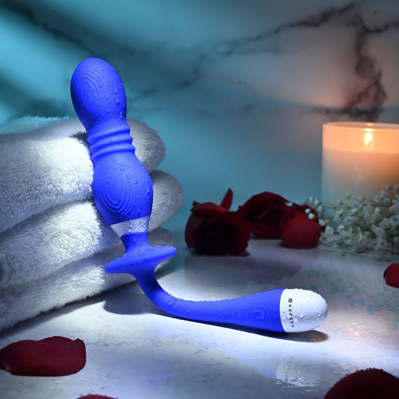 Gender X PLAY BALL - Blue 25 cm USB Rechargeable Thrusting & Vibrating Orbs - Silk and Sin