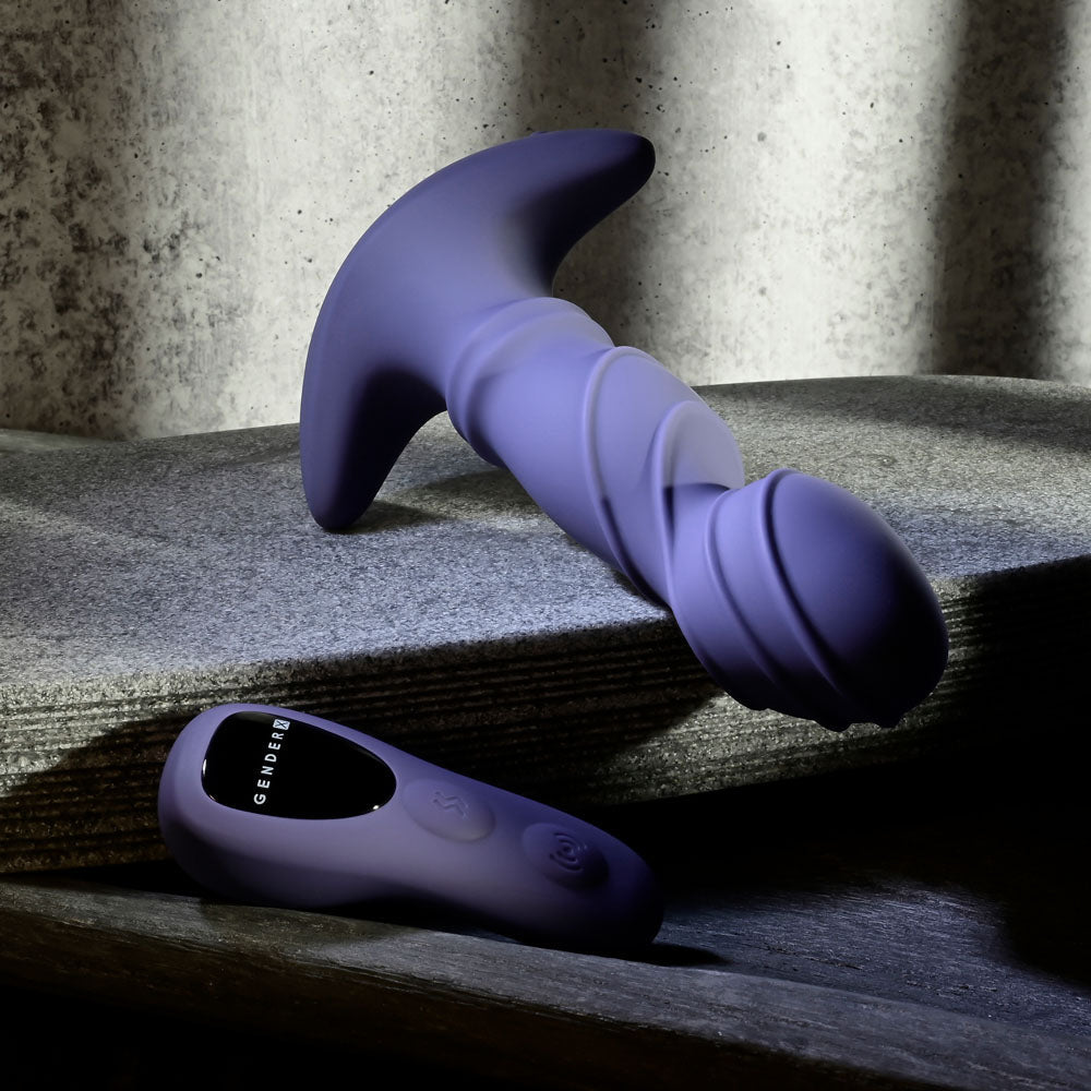 Gender X RING IT - Purple 16.5 cm USB Rechargeable Vibrator with Wireless Remote - Silk and Sin