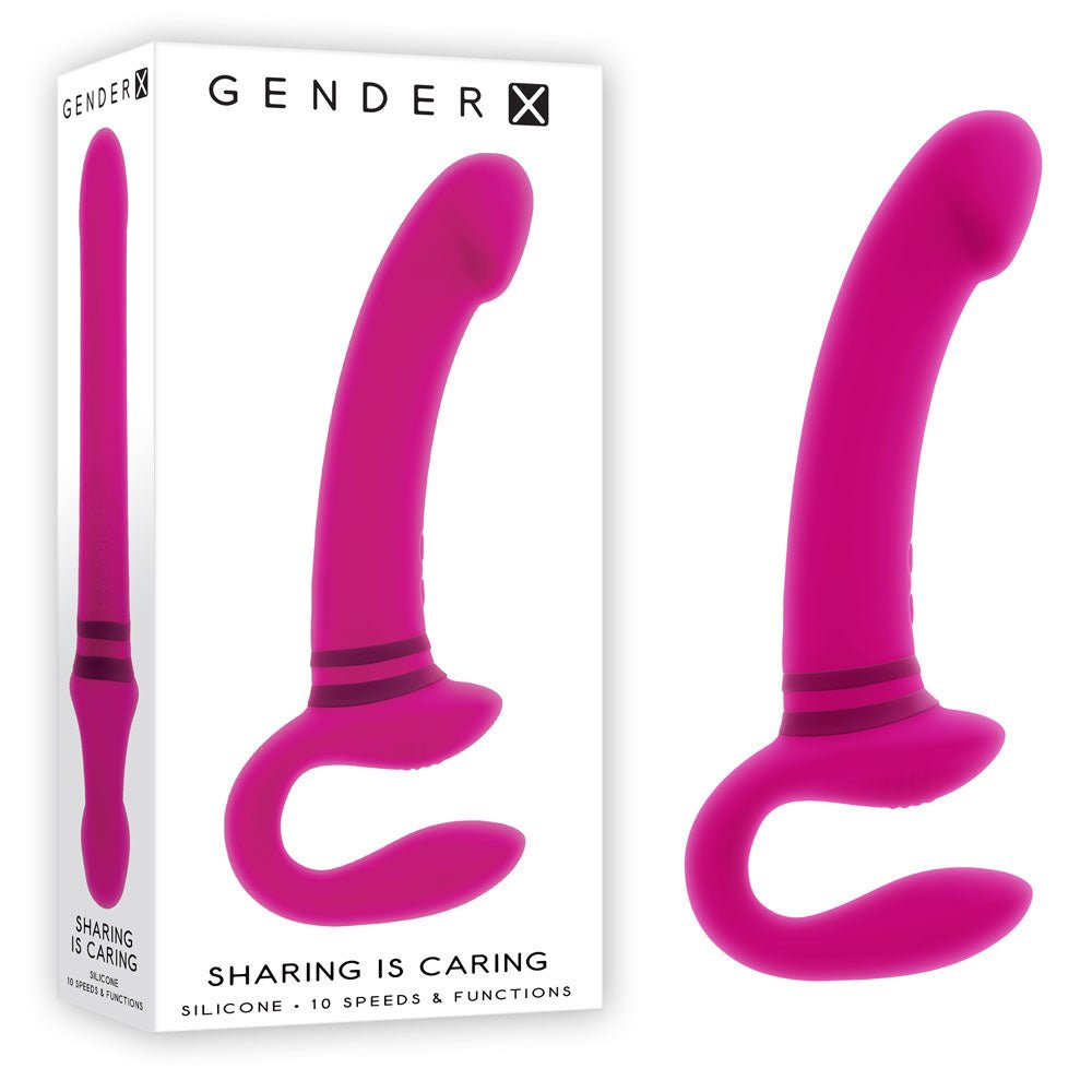 Gender X SHARING IS CARING - Pink 21.9 cm USB Rechargeable Strapless Strap-On - Silk and Sin