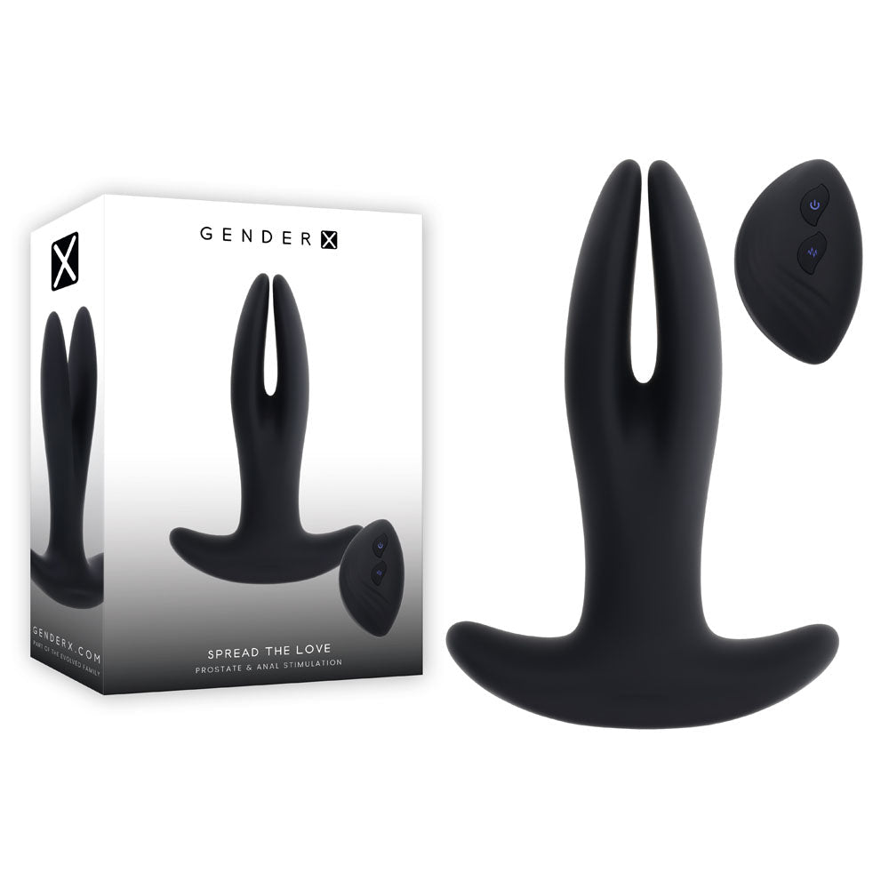 Gender X SPREAD THE LOVE - Black USB Rechargeable Stretching Anal Plug with Wireless Remote - Silk and Sin