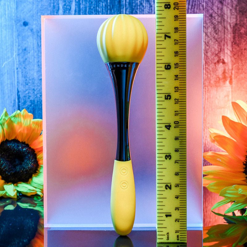 Gender X SUNFLOWER - Yellow 20 cm USB Rechargeable Massage Wand - Silk and Sin