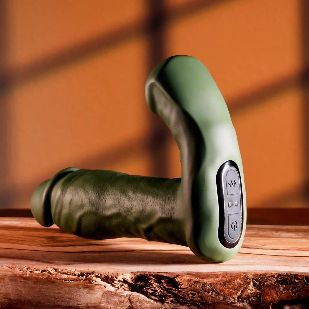 Gender X THE HUNK - Green 15.2 cm USB Rechargeable Thrusting Vibrator with Remote - Silk and Sin