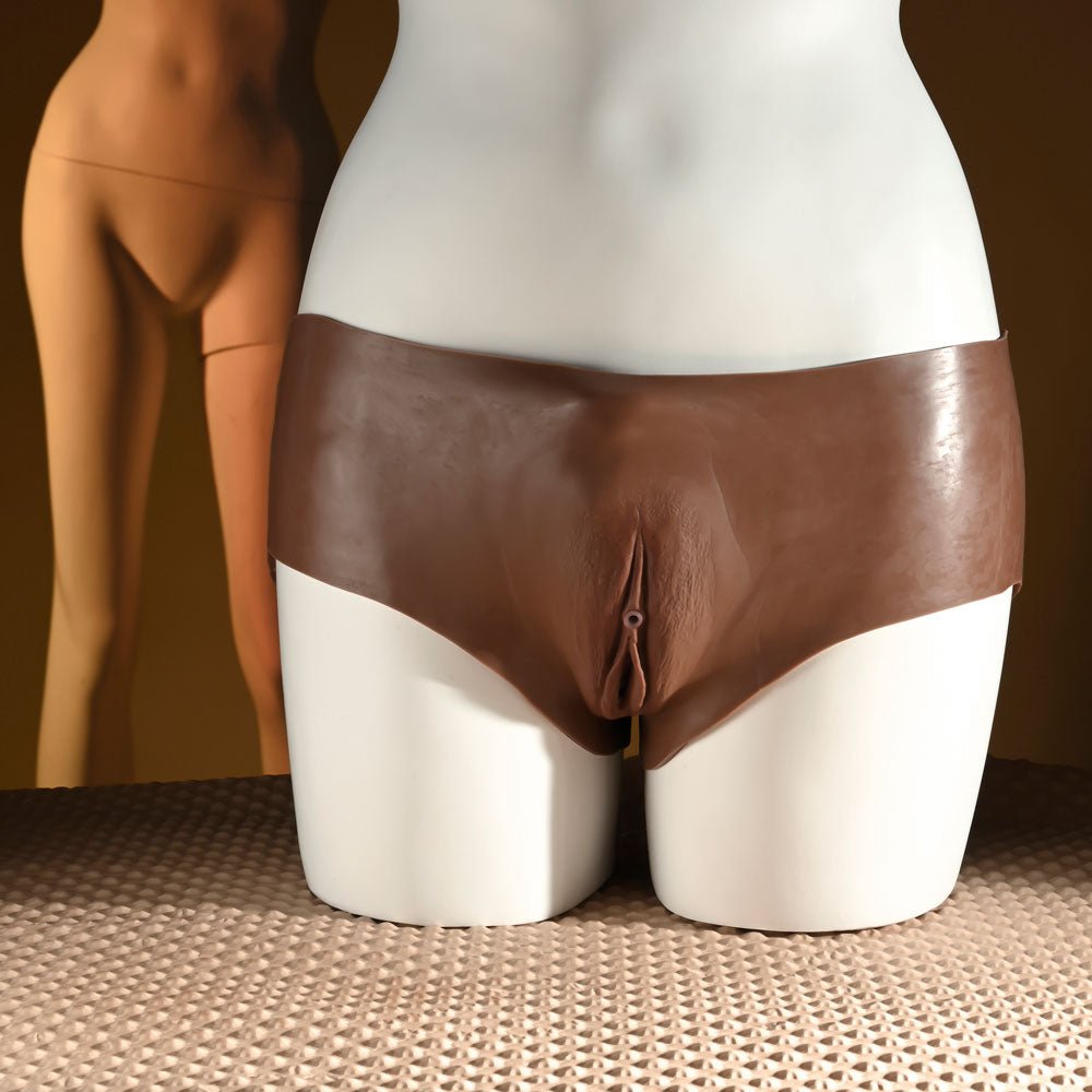 Gender X UNDERGARMENTS - BRIEFS - Dark - Brown Wearable Vagina Briefs - Silk and Sin