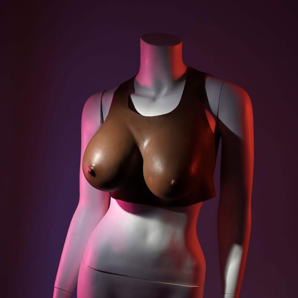 Gender X UNDERGARMENTS - PLATE D-CUP - Dark - Brown Wearable Breasts - D-Cup Size - Silk and Sin