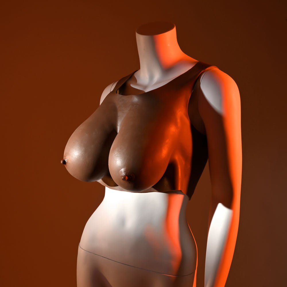 Gender X UNDERGARMENTS - PLATE E-CUP - Dark - Brown Wearable Breasts - E-Cup Size - Silk and Sin