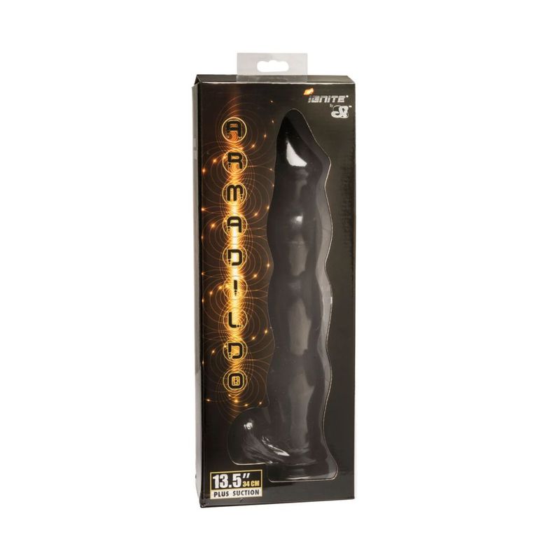 Giant Armadildo with Suction Cup and Balls Black - Silk and Sin
