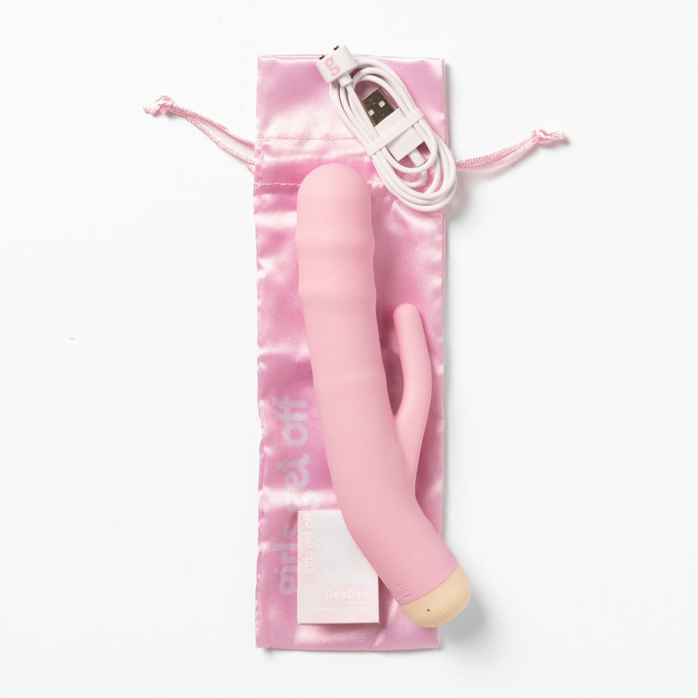 Girls Get Off - DeeDee - Pink 19 cm USB Rechargeable Thrusting Rabbit Vibrator - Silk and Sin
