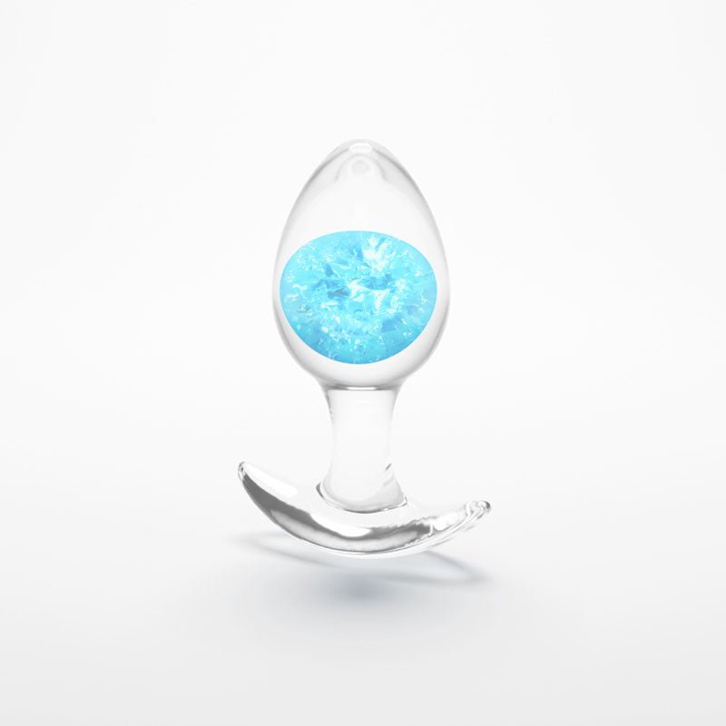 Glams Cosmic - Medium - Blue - Clear/Blue 9.5 cm Small Butt Plug - Silk and Sin